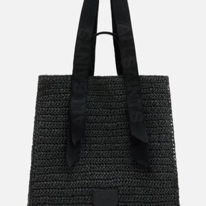 All Saints Black Woven Tote Bag